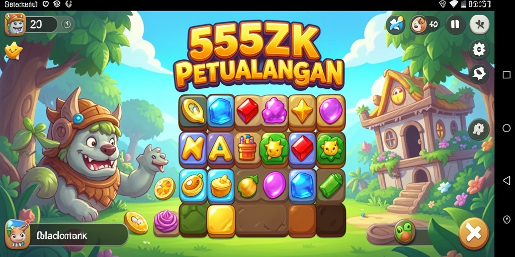 Screenshot menunjukkan momen saat menyamakan tiga item berwarna.