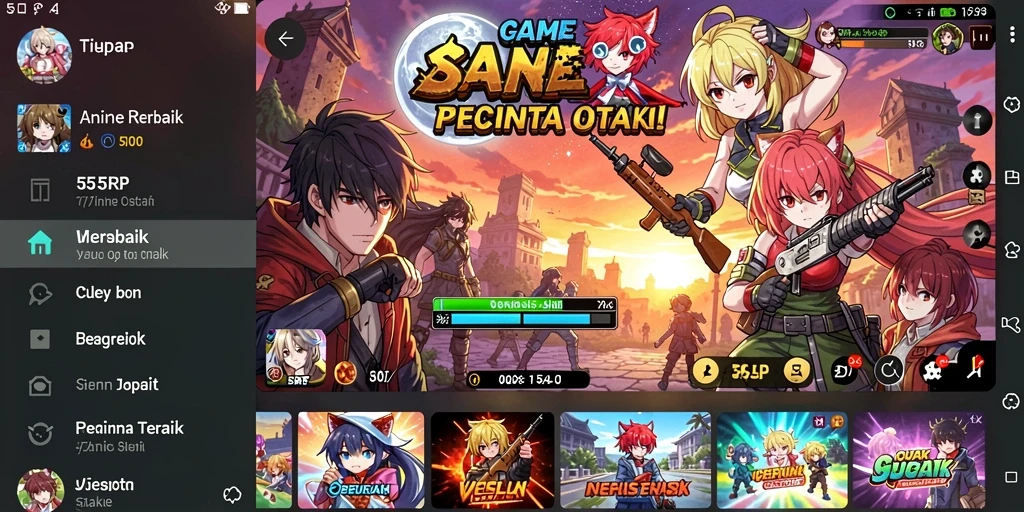 Tampilan gameplay menawan dari 55RP dengan karakter anime ikonik.