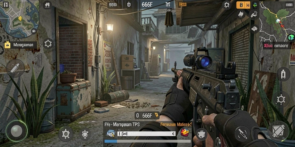 Screenshot gameplay <strong>666F</strong> yang mendebarkan dari pertempuran TPS.