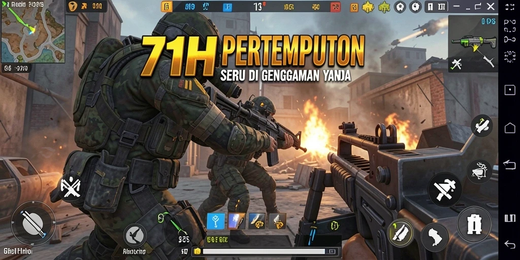 Screenshot dari gameplay 71H menampilkan pertempuran mendebarkan di arena.