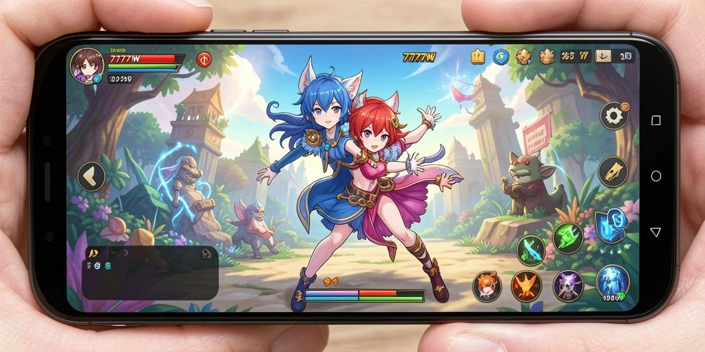 Tampilan layar gameplay Anime yang memukau dari 7777W.