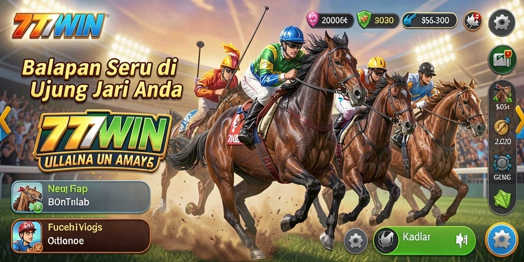Penampilan utama gameplay 777WIN dengan aksi balapan yang mendebarkan.