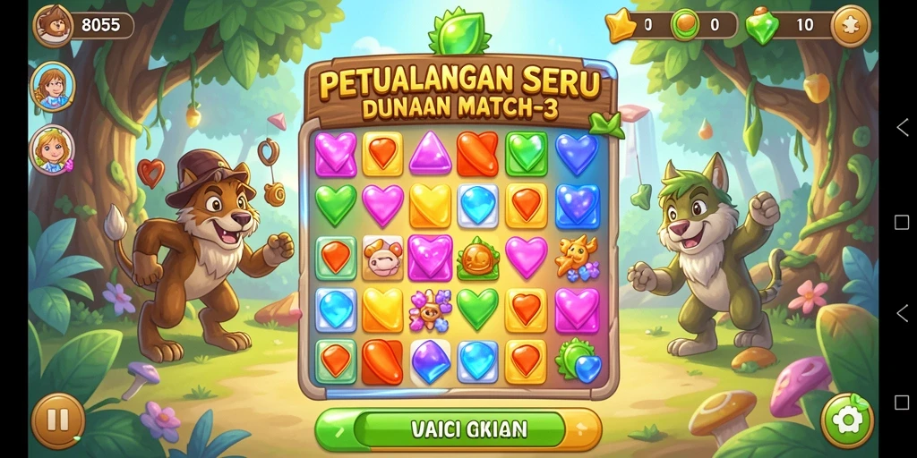 Tampilan gameplay Match-3 yang seru di 8055.
