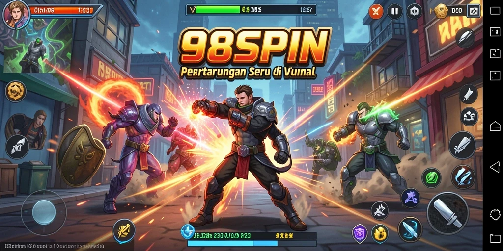 Tampilan seru gameplay pertarungan di 98SPIN.