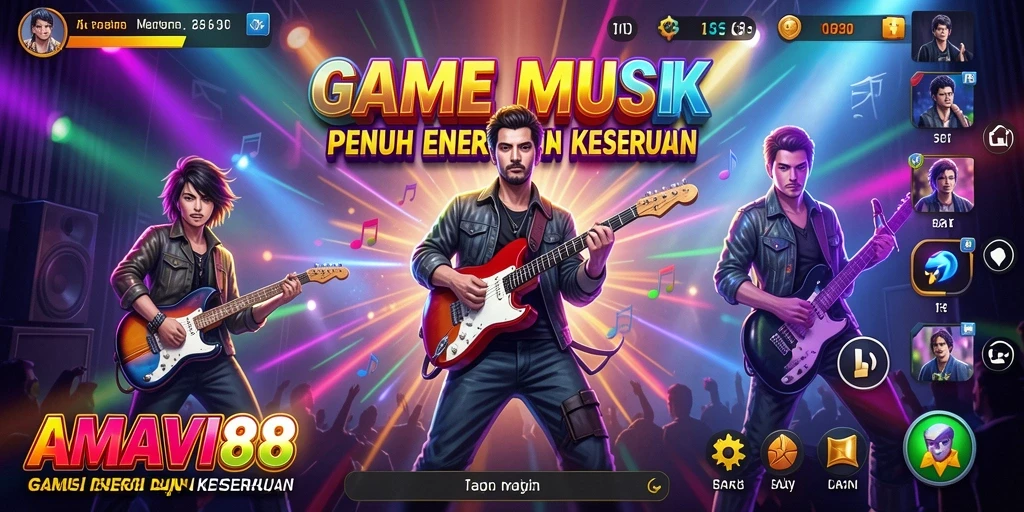 Tampilan gameplay AMAVI88 dengan berbagai mode permainan musik.