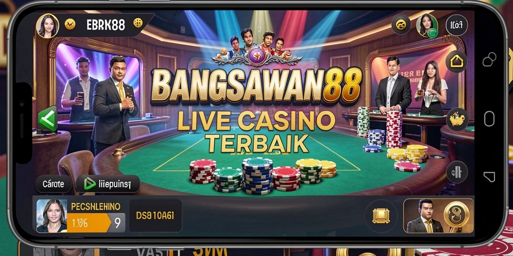 Screenshot gameplay BANGSAWAN88 menampilkan dealer langsung dan suasana kasino yang autentik.
