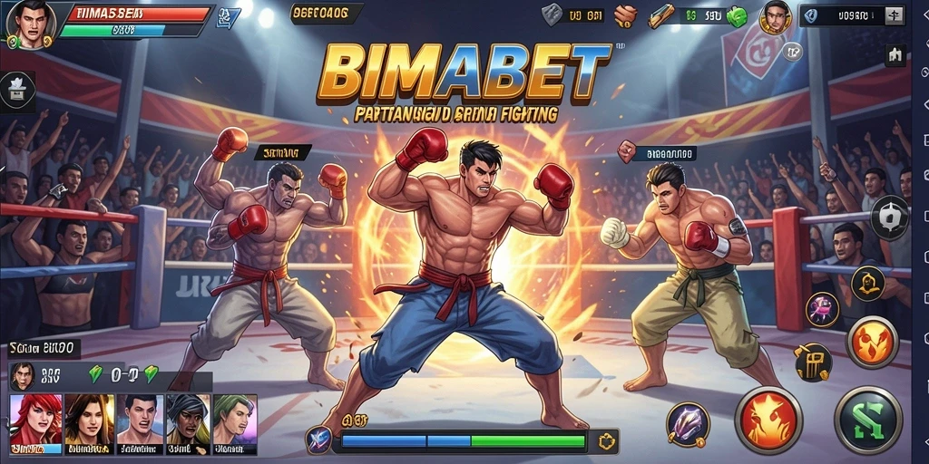 Screenshot gameplay BIMABET dengan aksi pertarungan yang intens.