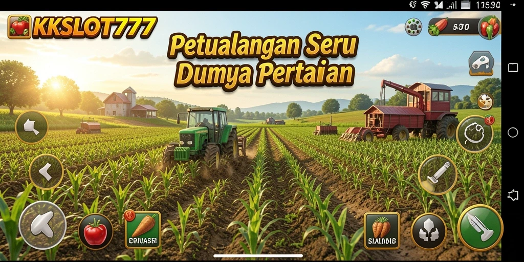 Screenshot KKSLOT777 menampilkan suasana pertanian yang indah dan berwarna-warni.