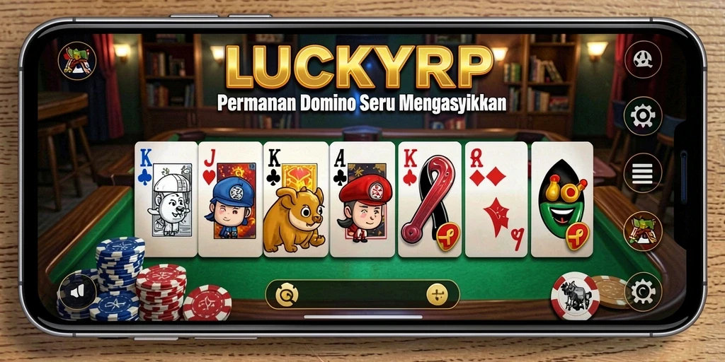 Tangkapan layar gameplay LUCKYRP menampilkan aksi seru dalam permainan Domino.