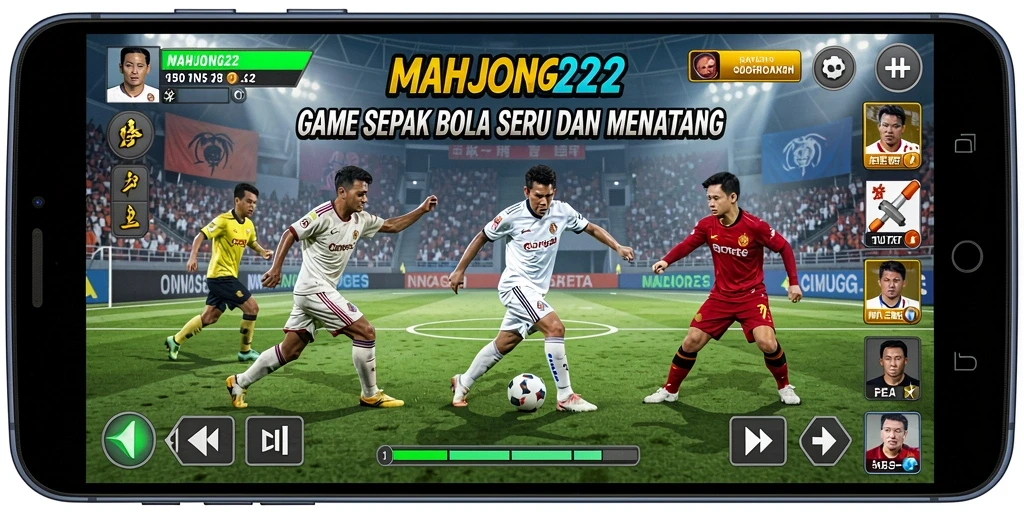 Tampilan menarik dari gameplay sepak bola MAHJONG222.