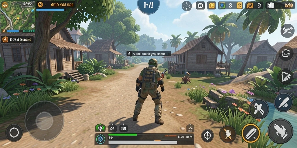 Tampilan gameplay sihir dengan interaksi karakter yang dinamis.