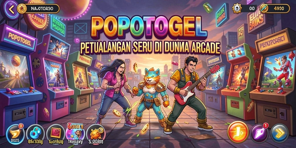 Tangkapan layar dari gameplay seru POPOTOGEL dengan karakter melompat.