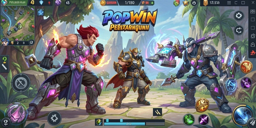 Screenshot utama gameplay MOBA yang penuh aksi.