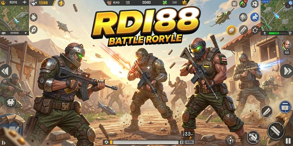Screenshot RDI88 menunjukkan aksi Battle Royale yang mendebarkan.