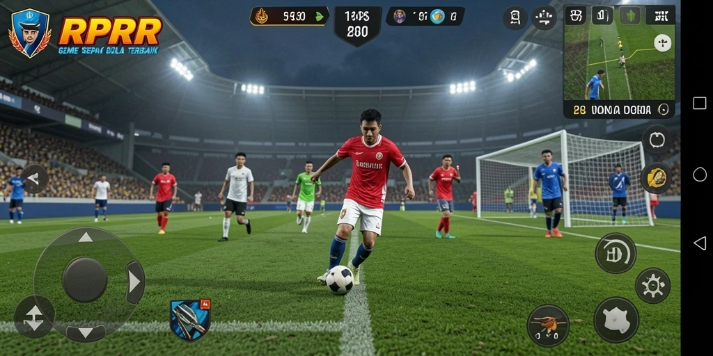 Tampilan gameplay RPRR yang mendebarkan di lapangan sepak bola.