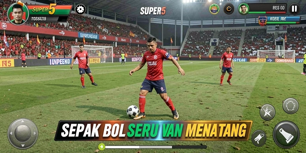 Tangkapan layar menunjukkan aksi mendebarkan dalam permainan sepak bola.