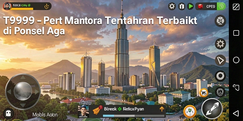 Tampilan menarik dari gameplay T9999 dalam Tower Defense.