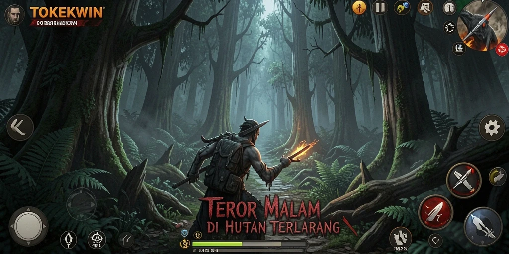 Tampilan gameplay menegangkan di TOKEKWIN dengan suasana mencekam.