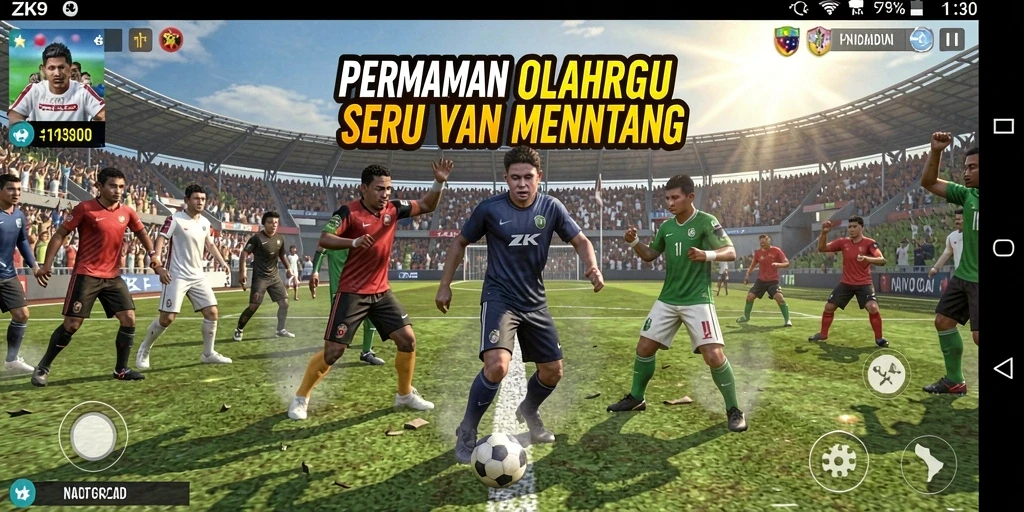 Tampilan gameplay ZK9 menampilkan aksi olahraga yang menegangkan dan seru.